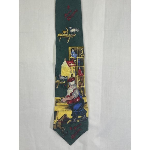 Craft and barrow men’s tie Santa in His Workshop A Merry Christmas 100% Silk Mad - Picture 3 of 7